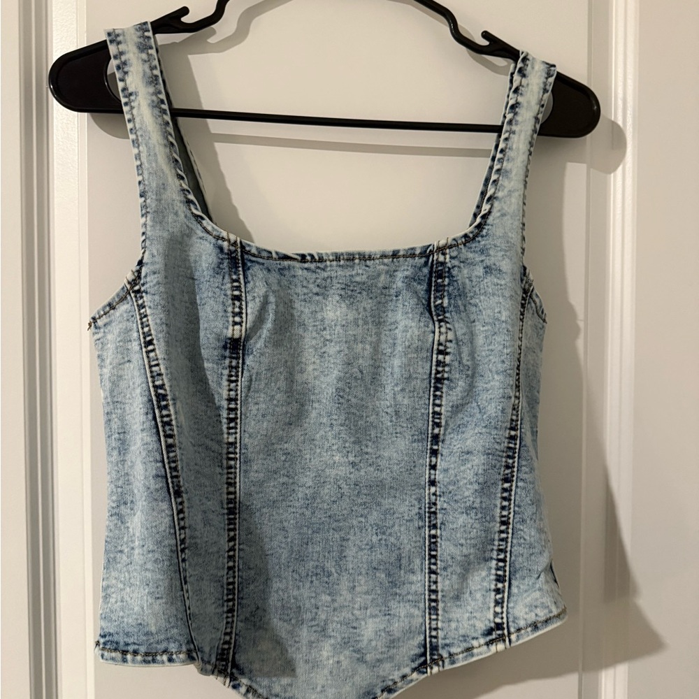 SHEIN Light Blue Denim Tank Top
